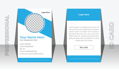 corporate Modern and simple business office id card design, Modern and minimalist corporate id card template, Professional Identity Card Template, Vector for Employee and Others.