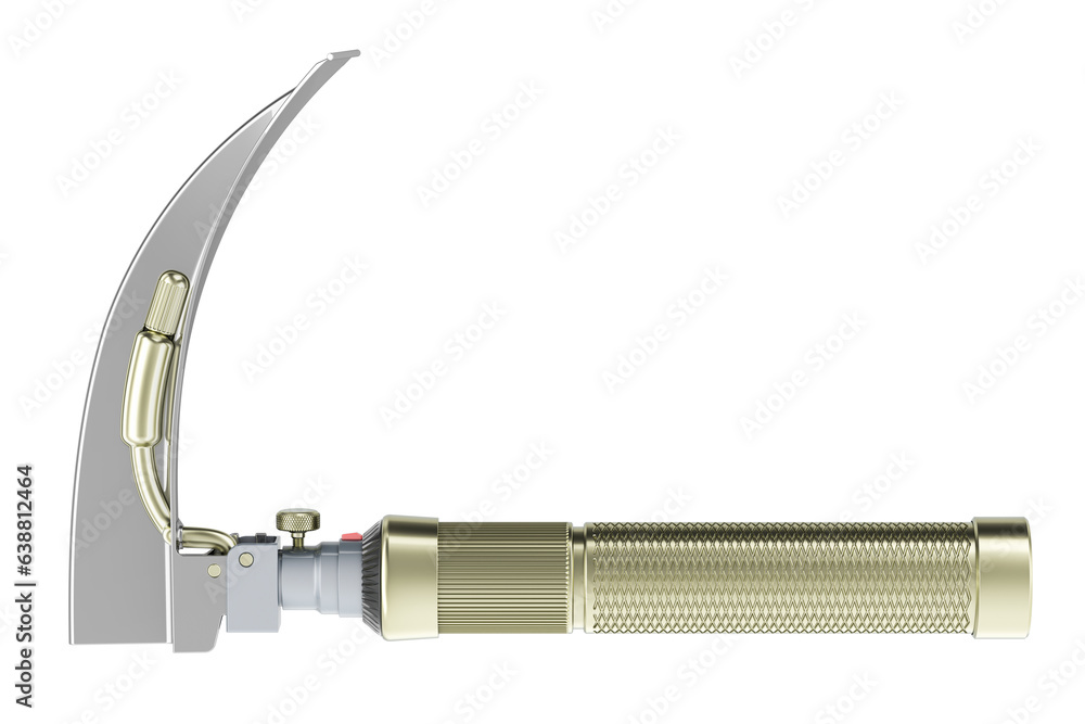 Poster laryngoscope tool, side view. 3d rendering isolated on transparent background