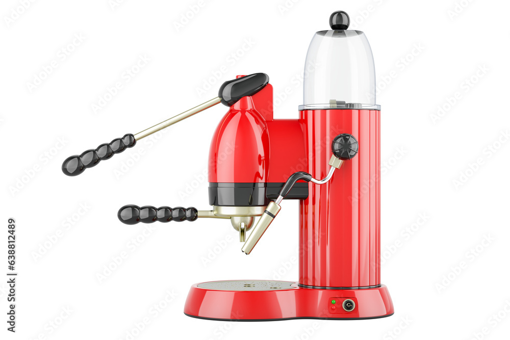 Poster manual coffeemaker, coffee machine retro design. 3d rendering isolated on transparent background