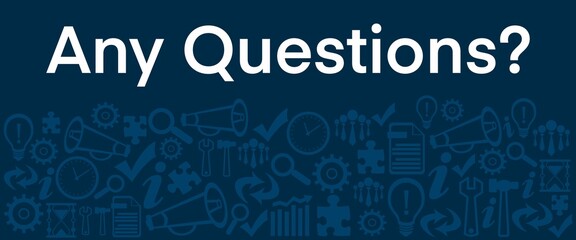 Any Questions Blue Business Symbols Texture Bottom Text