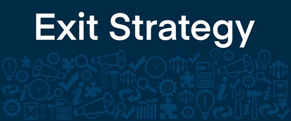 Exit Strategy Blue Business Symbols Texture Bottom Text