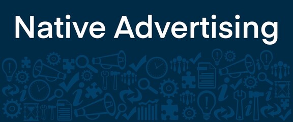 Native Advertising Blue Business Symbols Texture Bottom Text