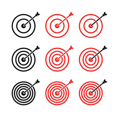 target icon set, with red and black arrow symbol. amazing vector design for web, app, flyer.