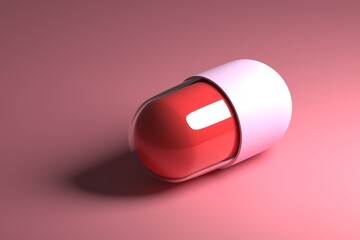 【3DCG】赤色の薬のカプセルの錠剤　薬品