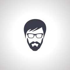 Obraz na płótnie Canvas bearded man in glasses icon. Fashion silhouette hipster style