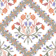 French Country Seamless Pattern with Floral Elements - 638813830