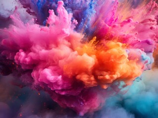 Fototapeta na wymiar Holi color festival rainbow explosion colorful clouds