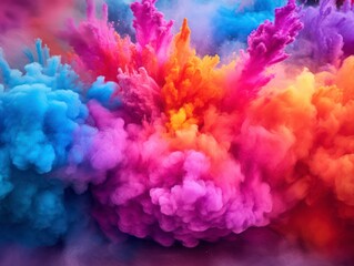 Fototapeta na wymiar Holi color festival rainbow explosion colorful clouds