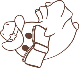 Cute cowboy Halloween ghost with book cartoon doodle 