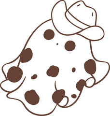 Cute cowboy Halloween ghost cartoon doodle 