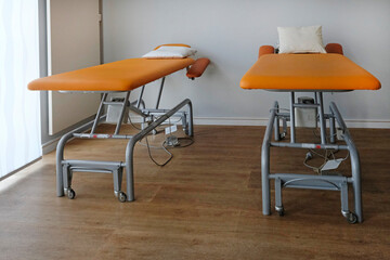 Two examining benches in a doctor's office