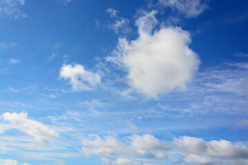 Naklejka na ściany i meble Blue sky with white fluffy cloud