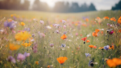 flower meadow with blurred background