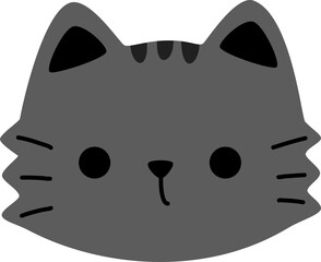 black cat head flat style cartoon doodle element illustration