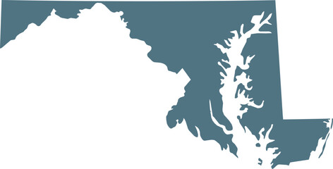 Blue Map of US federal state of Maryland 