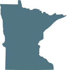 Blue Map of US federal state of Minnesota 