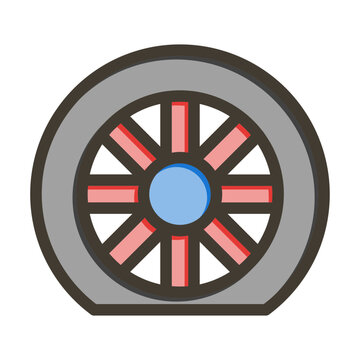 recommend clip art: Flat Tire Vector Thick Line Filled Colors Icon Design