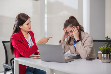 The supervisor reprimands the employee for stress due to a mistake.