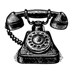 retro rotary telephone dial illustration