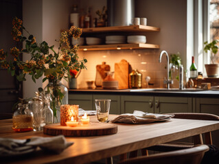 Rural cottage style kitchen filled with natural light and in wooden finishes. 