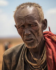 Fototapeta premium Portrait of a man living in a drought