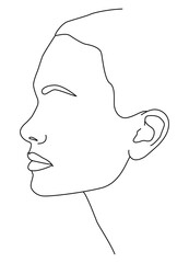 Portrait along the lines. Abstract artistic drawing of a female face line.