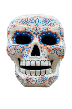 Dia de los Muertos (Day of the Dead), sugar skull isolated on transparent background, Halloween decor, Mexican traditional holiday, png file