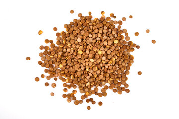 Healthy Homemade Roasted Lentil Snack, isolated on white background.