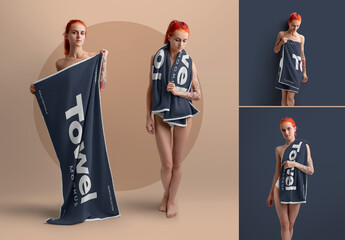 4 Mockup of the Towel on the Girl