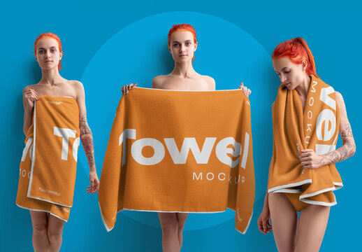3 Mockup of the Big Towel on the Girl