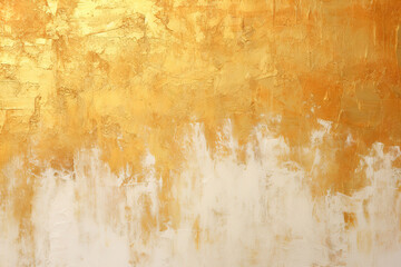 Abstract rough gold art painting texture with oil brushstroke on canvas
