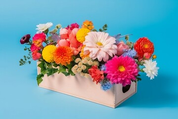Bunch flowers blossom box. Generate Ai