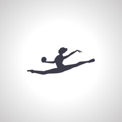 split jump with ball Silhouette. gymnast isolated icon