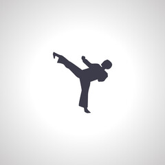 Fototapeta na wymiar Karate icon. Karate kick Silhouette