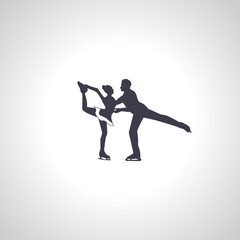 Fototapeta na wymiar figure skating couple silhouette, figure skating icon