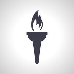 Burning Torch Fire Flame with Pillar column icon. olympic torch icon.