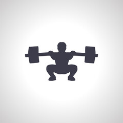 silhouette of weightlifter with barbell. weightlifting isolated icon