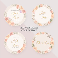 Collection of modern hand drawn floral labels