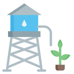  Agriculture, Farm, Farming, Silo, water, Gardening Icon, Flat style icon vector illustration, Suitable for website, mobile app, print, presentation, infographic and any other project.