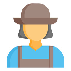  Agriculture, Farm, Farmer, Farming, Organic, Woman Icon, Flat style icon vector illustration, Suitable for website, mobile app, print, presentation, infographic and any other project.