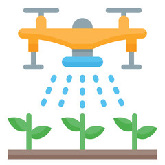  Agriculture, Drone, Farm, Fertilizer, Smart, Technology, Watering Icon, Flat style icon vector illustration, Suitable for website, mobile app, print, presentation, infographic and any other project.