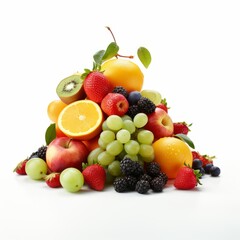 Naklejka na ściany i meble mix of a fresh fruits isolated on a white background