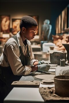 shot of an employee working at a museum