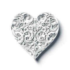 Heart on white background paper cut style. Stylized snow-white heart. Symbol love. Trendy design. AI Generated