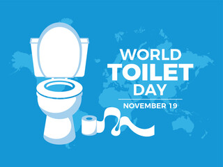 World Toilet Day poster vector illustration. White flush toilet icon vector. November 19 every year. Important day