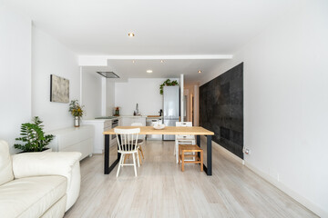 Interior of studio apartment in minimal style