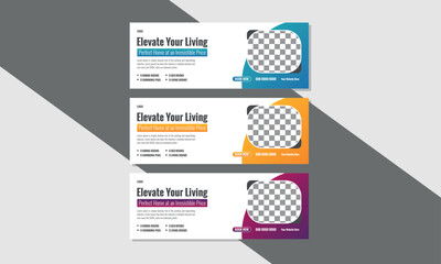 real estate facebook cover or web banner template design for social media post