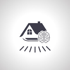 Smart home isolated icon. house with brain icon