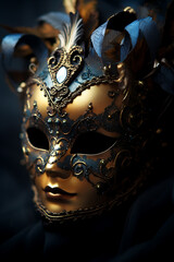  Golden Mask on a Black Background