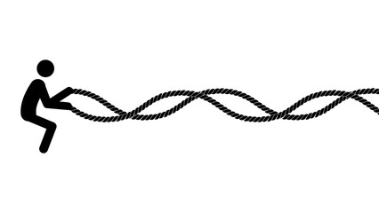 Set of stick figures battle rope exercises. Flat style, vector illustration.